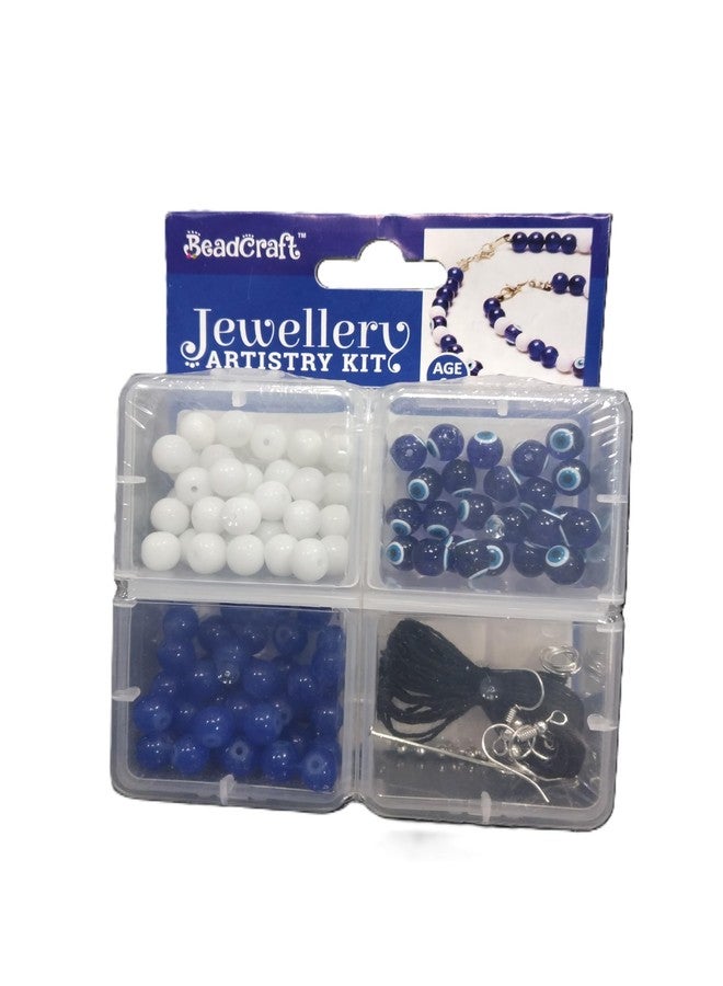 Itsy Bitsy Jewellery Artistry Set | DIY Crystal Resin Jewellery Making Kit | 4 Cavity Box - Evil Eye | Handmade Beads Earrings Necklace Bracelet